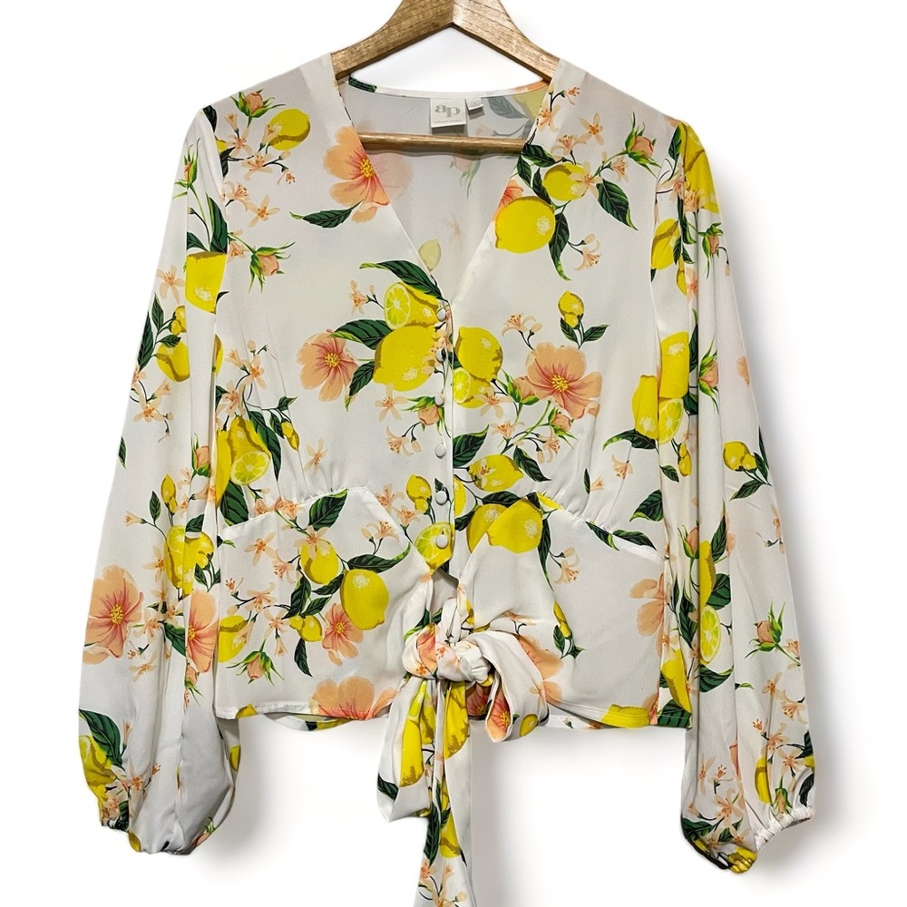 Adyson Parker Cover Up Cardigan Sheer Blouse‎ with Lemons